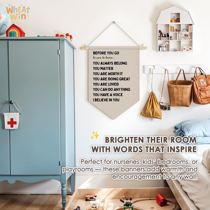 Wheatwin Classroom Decor, Positive Affirmations Wall Decor, Before You Go Be Sure to Know Pennant Flag Banner for Kids Nursery Toddler Bedroom Classroom Playroom 15x11 Inch - Image 3
